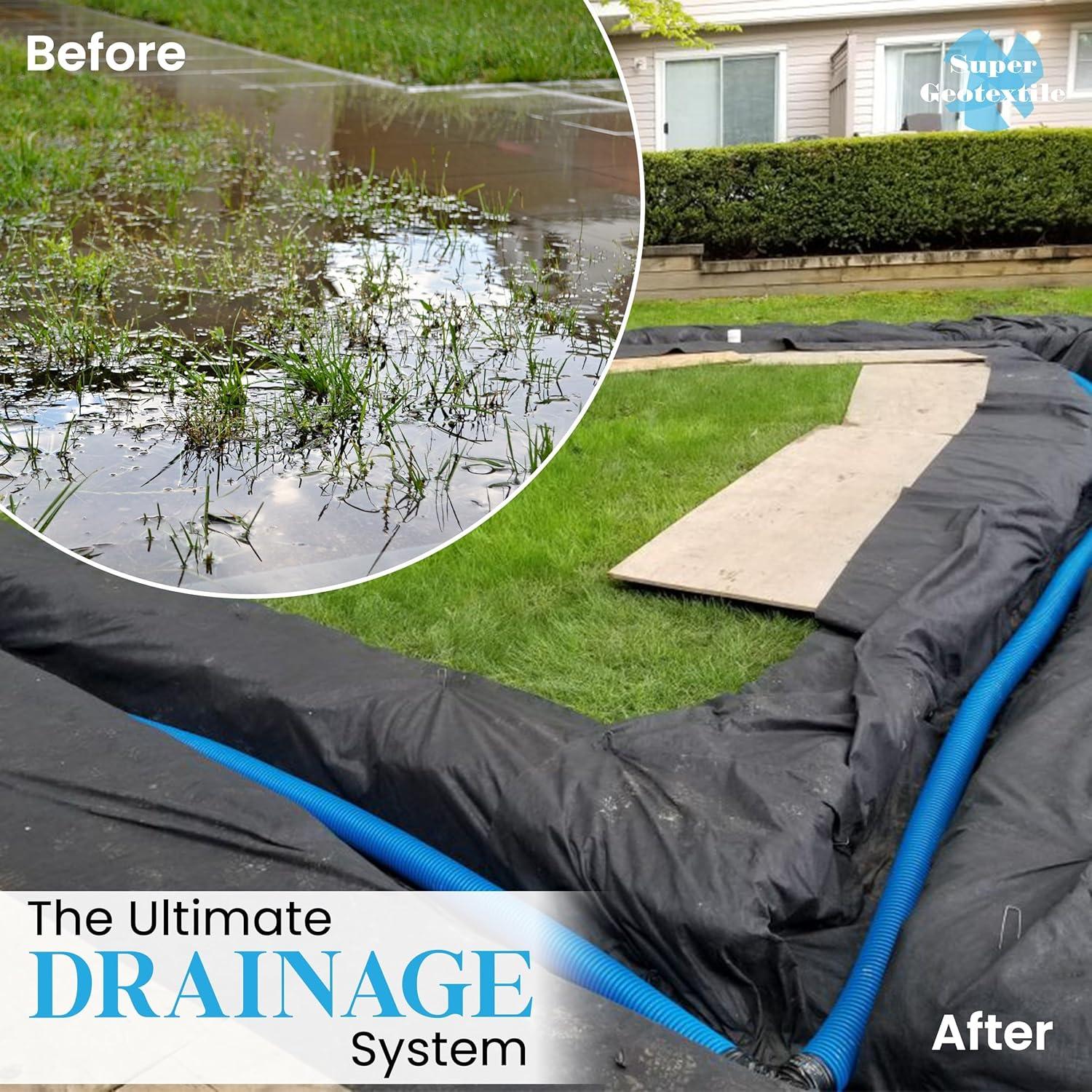 4, 6, 8 oz Non Woven Fabric for Landscaping, French Drains, Underlayment, Erosion Control, Construction Projects - 4 oz (8x50) Ships Folded