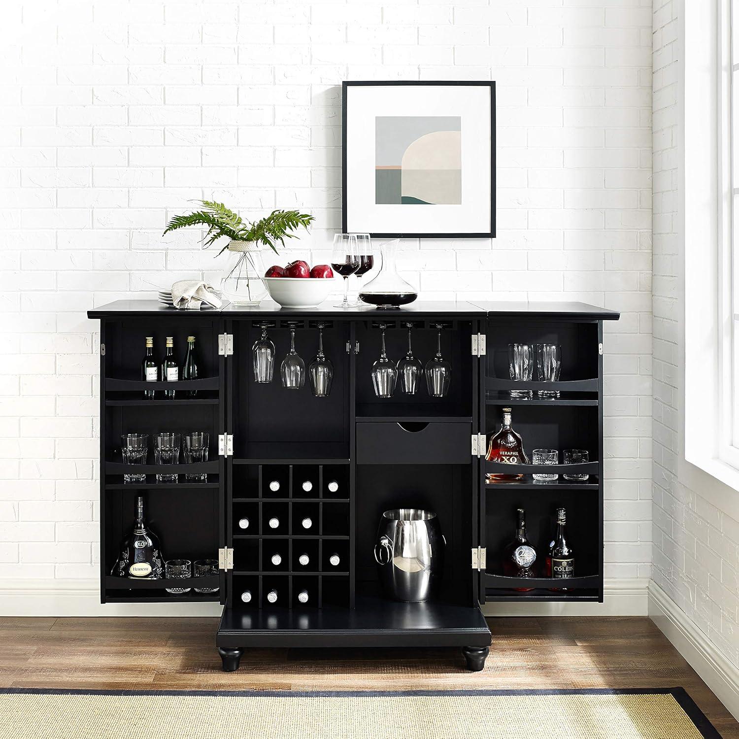 CAMBRIDGE EXPANDABLE BAR CABINET IN BLACK FINISH
