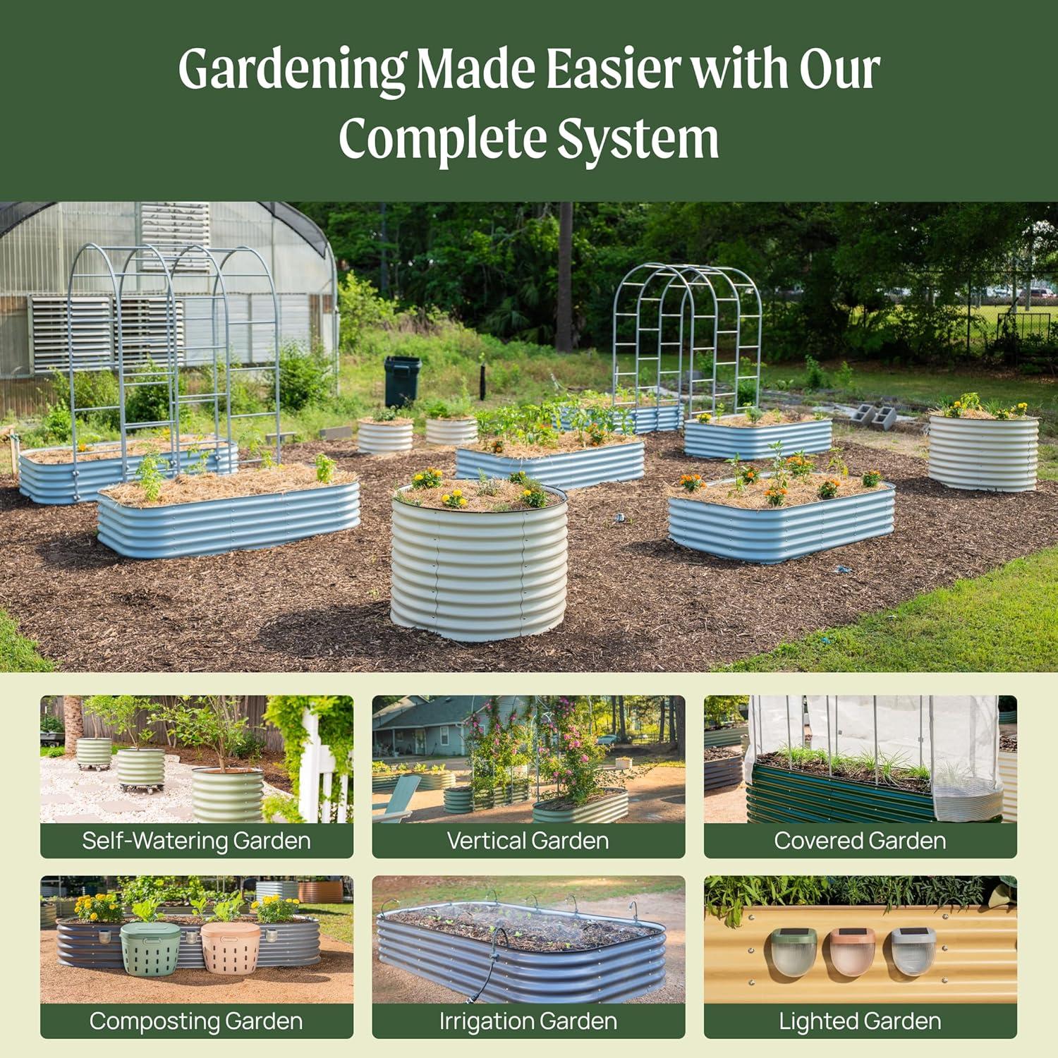 17" Tall 9 In 1 Modular Metal Outdoor Raised Garden Bed