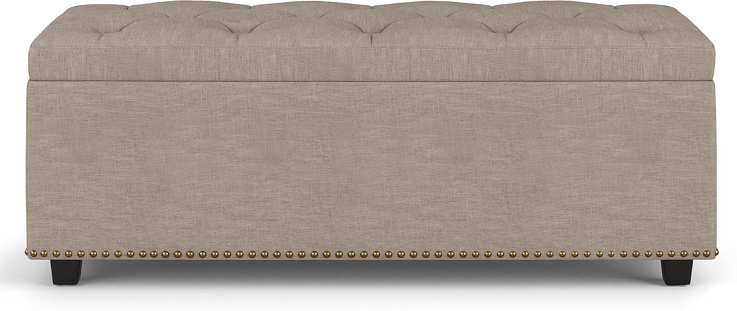 Hamilton 44 " W Rectangle Lift Top Storage Ottoman in Natural Linen Look Fabric