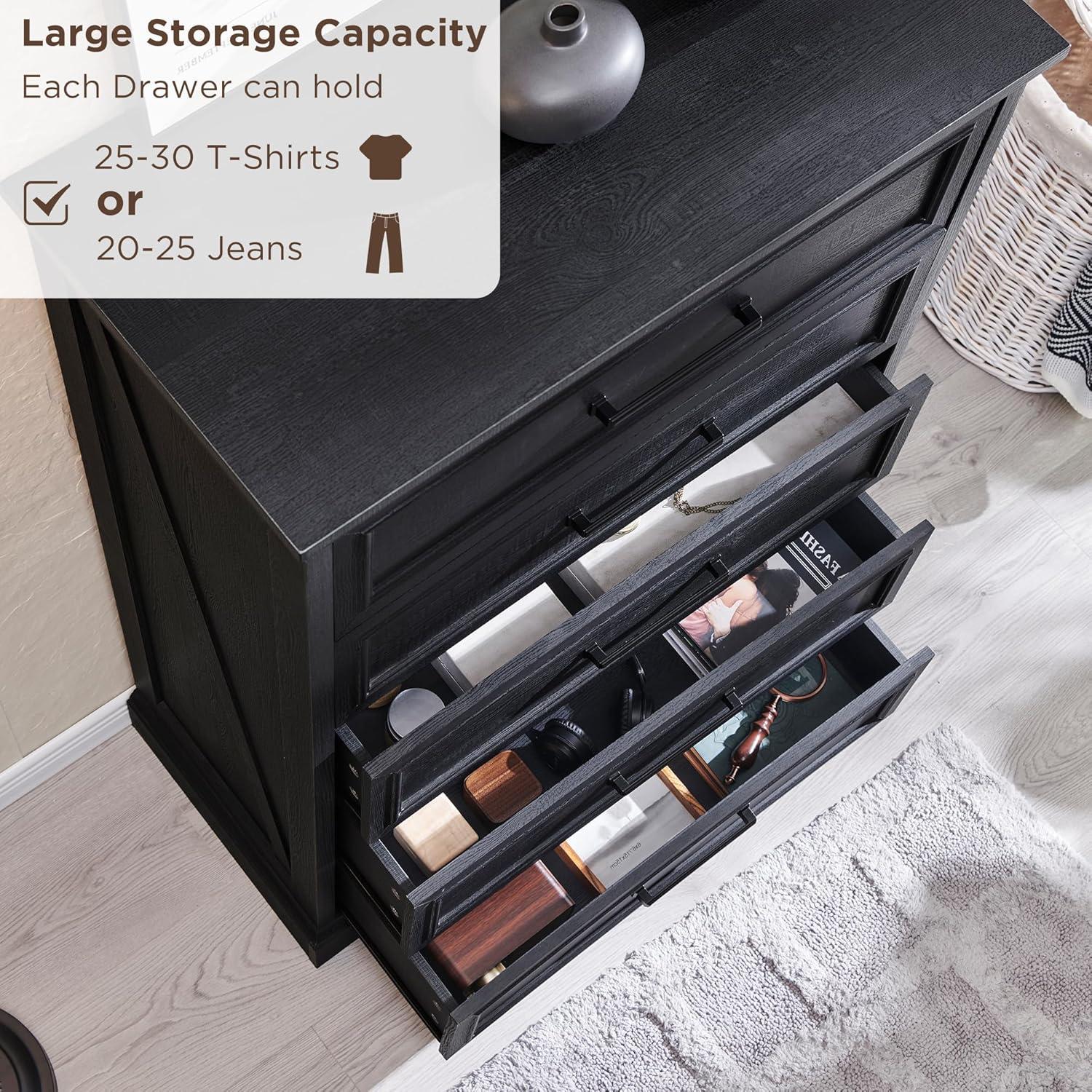 Gracie Oaks Quintone 46" Farmhouse 5 Drawer Dresser,Tall Chest of Drawer With Anti-Tip for Bedroom