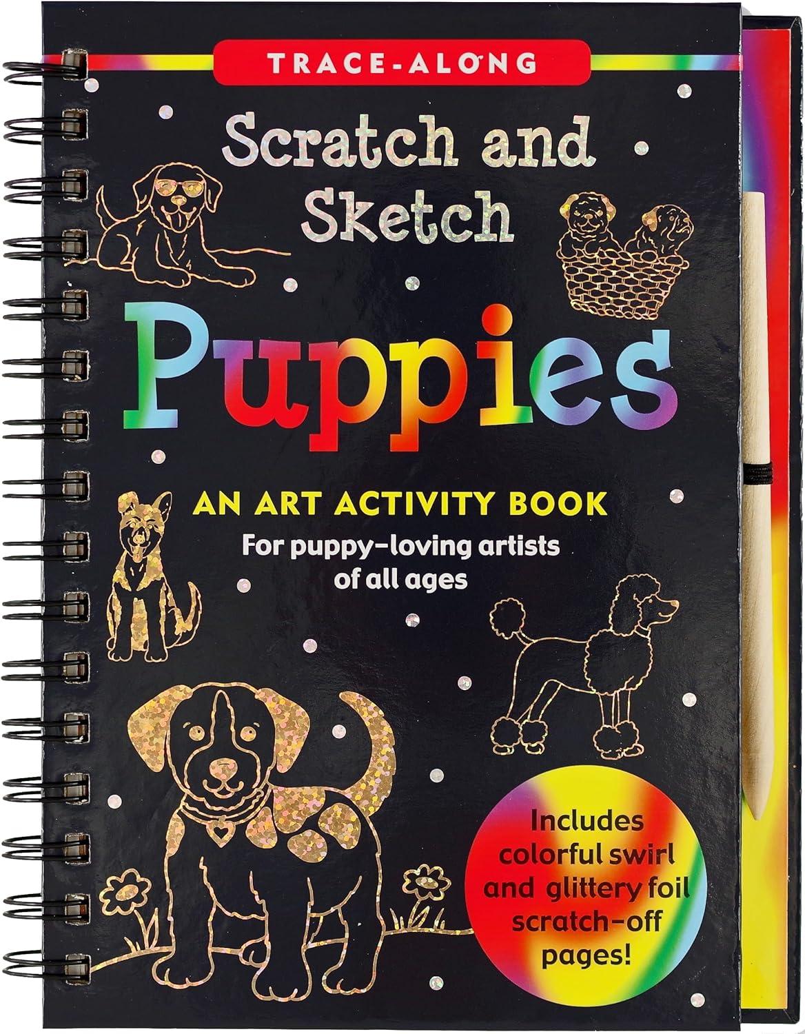 Rainbow Swirl and Glittery Foil Puppy Interactive Art Book