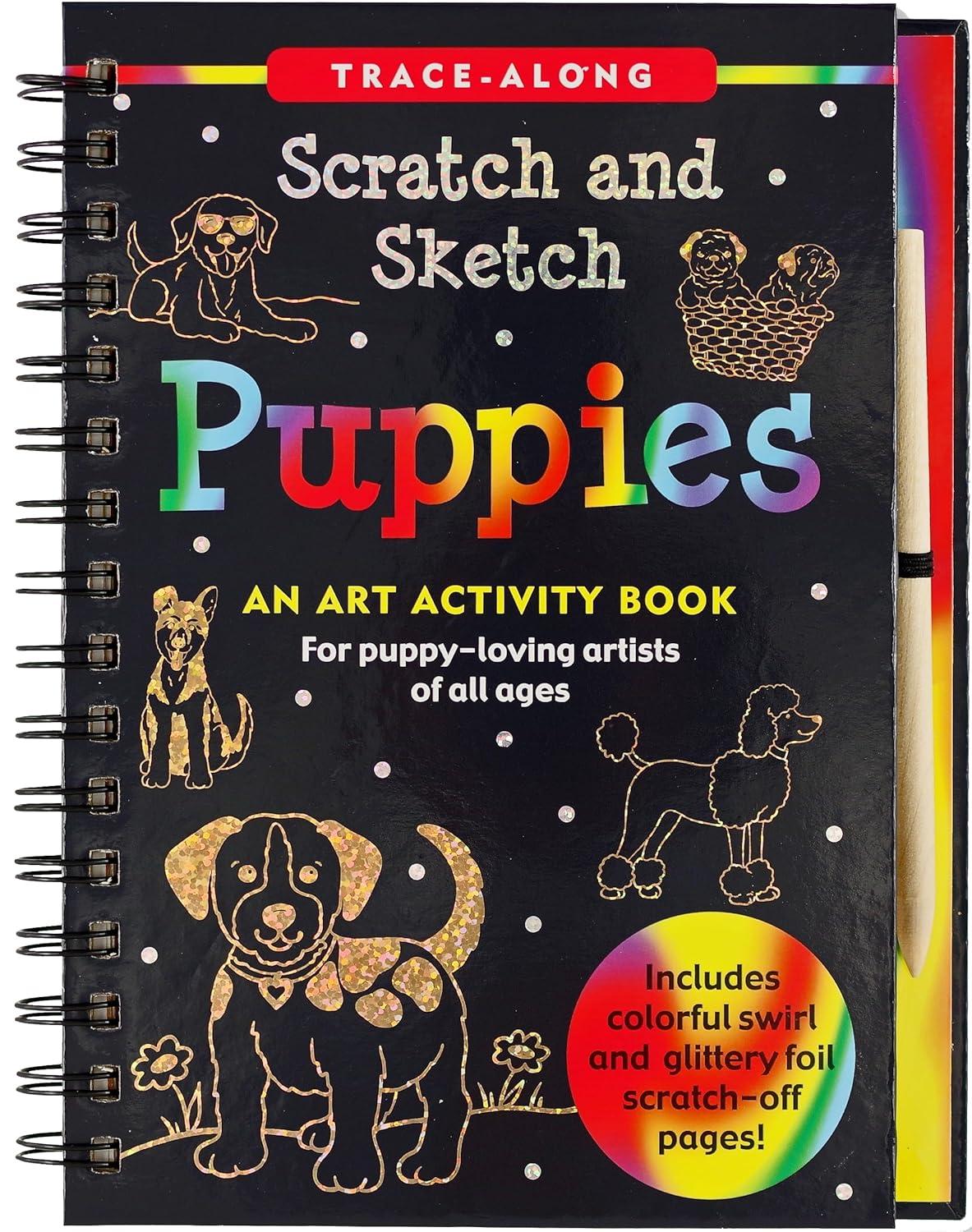 Rainbow Swirl and Glittery Foil Puppy Interactive Art Book