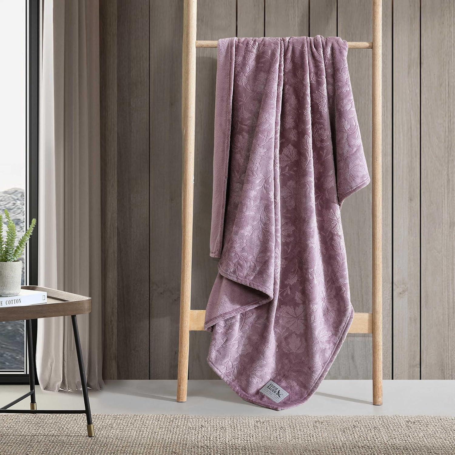 Eddie Bauer Eddie Bauer Woodblock Floral Embossed Signature Plush Throw Blanket
