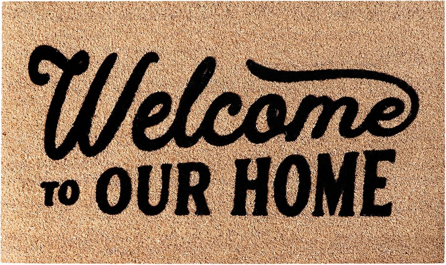 A1HC Natural Coir Flocked Doormat with Heavy Duty Non-Slip PVC Backing Easy to Clean, Fade Resistant, Pet Friendly Outdoor Welcome Mat, Low-Profile Durable Doormat 18"X30"