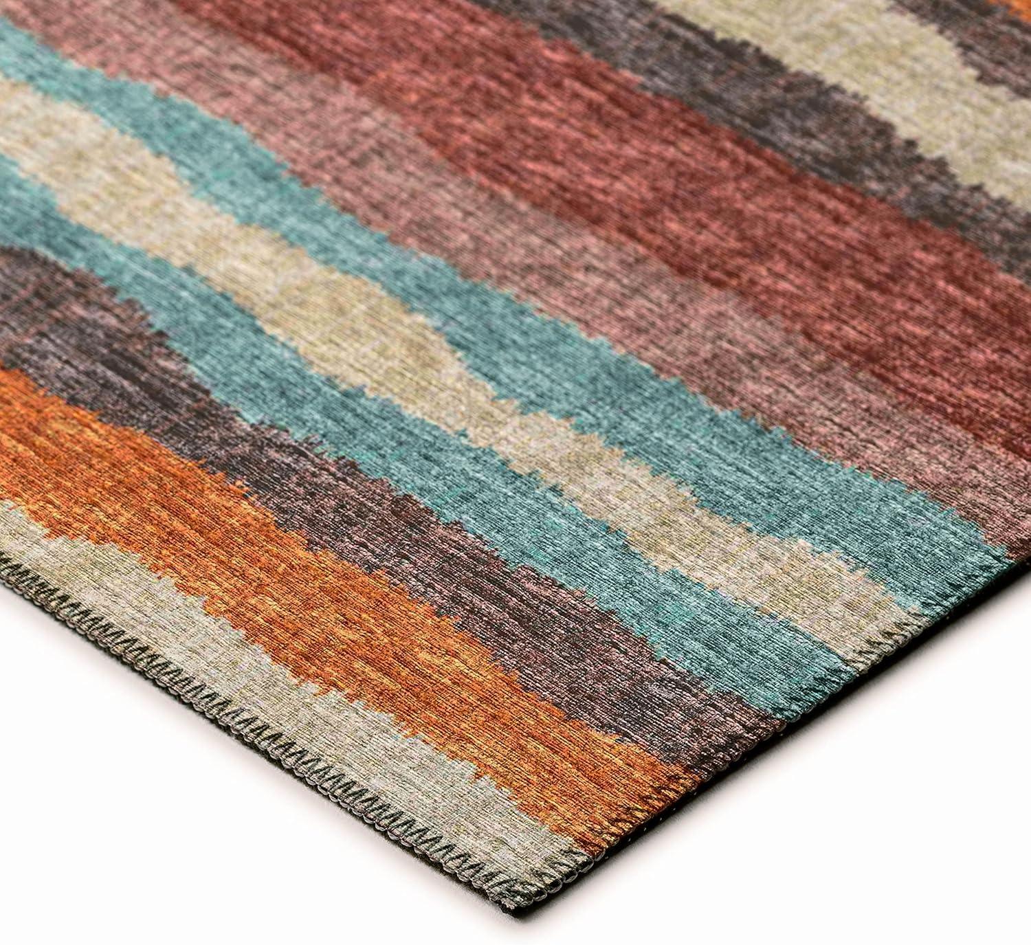 Paprika Geometric Chenille 8' x 10' Washable Area Rug