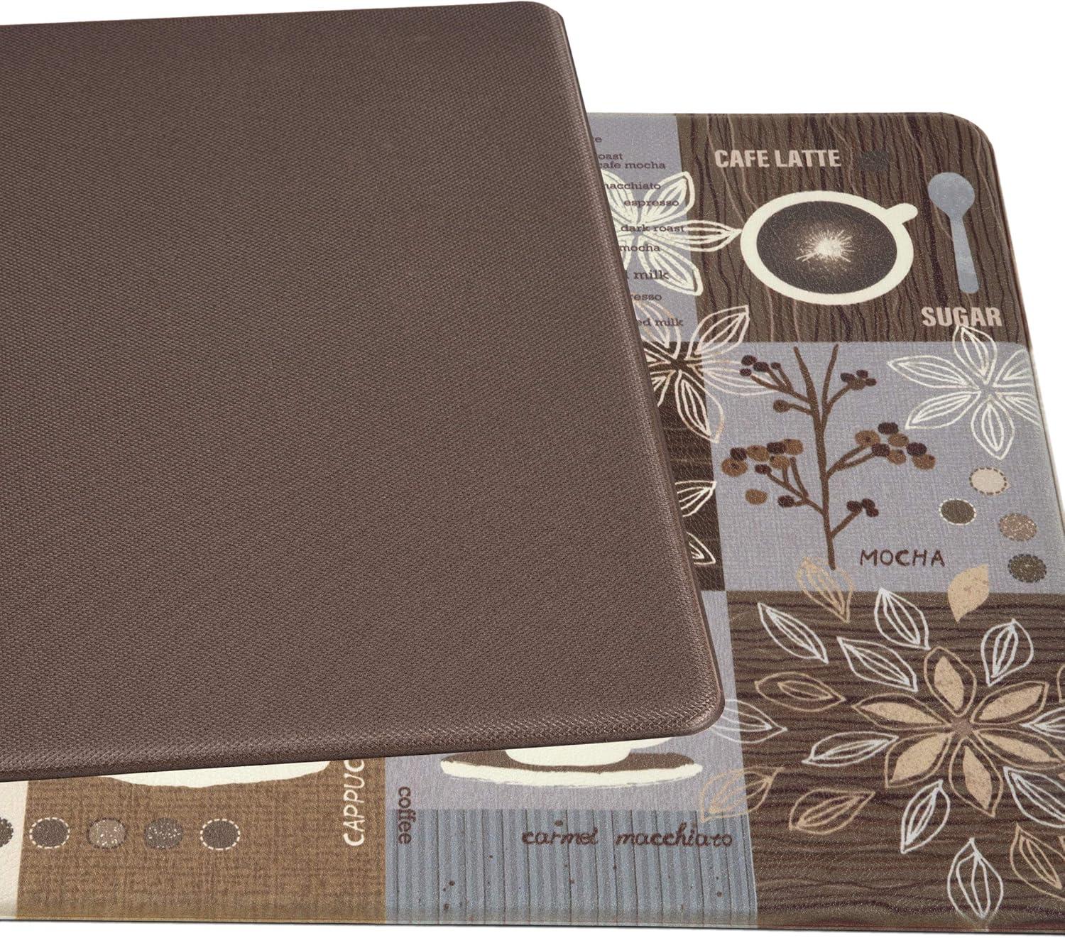 Brown Coffee Themed Anti-Fatigue Kitchen Mat 18" x 47"