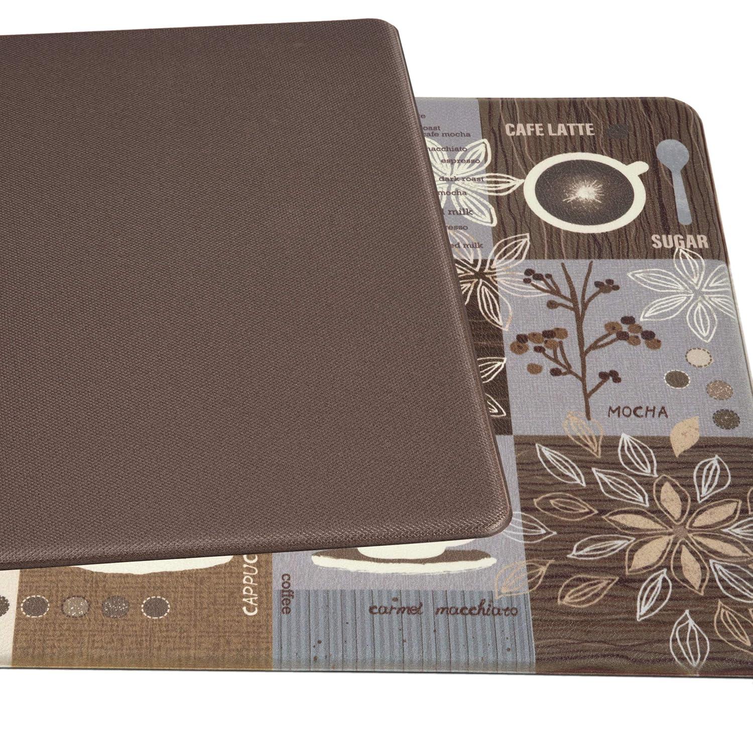 World Rug Gallery Coffee Kitchen Anti Fatigue Standing Mat - Brown 18"x30"
