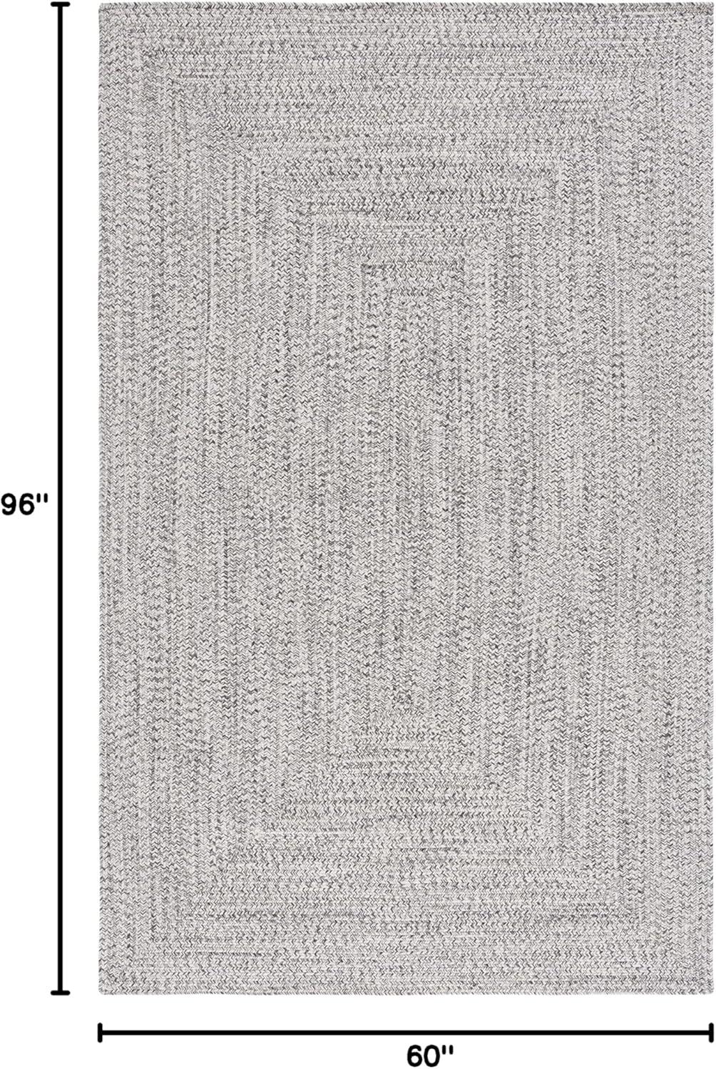 Handwoven Grey & Ivory Synthetic Braided 5' x 8' Area Rug