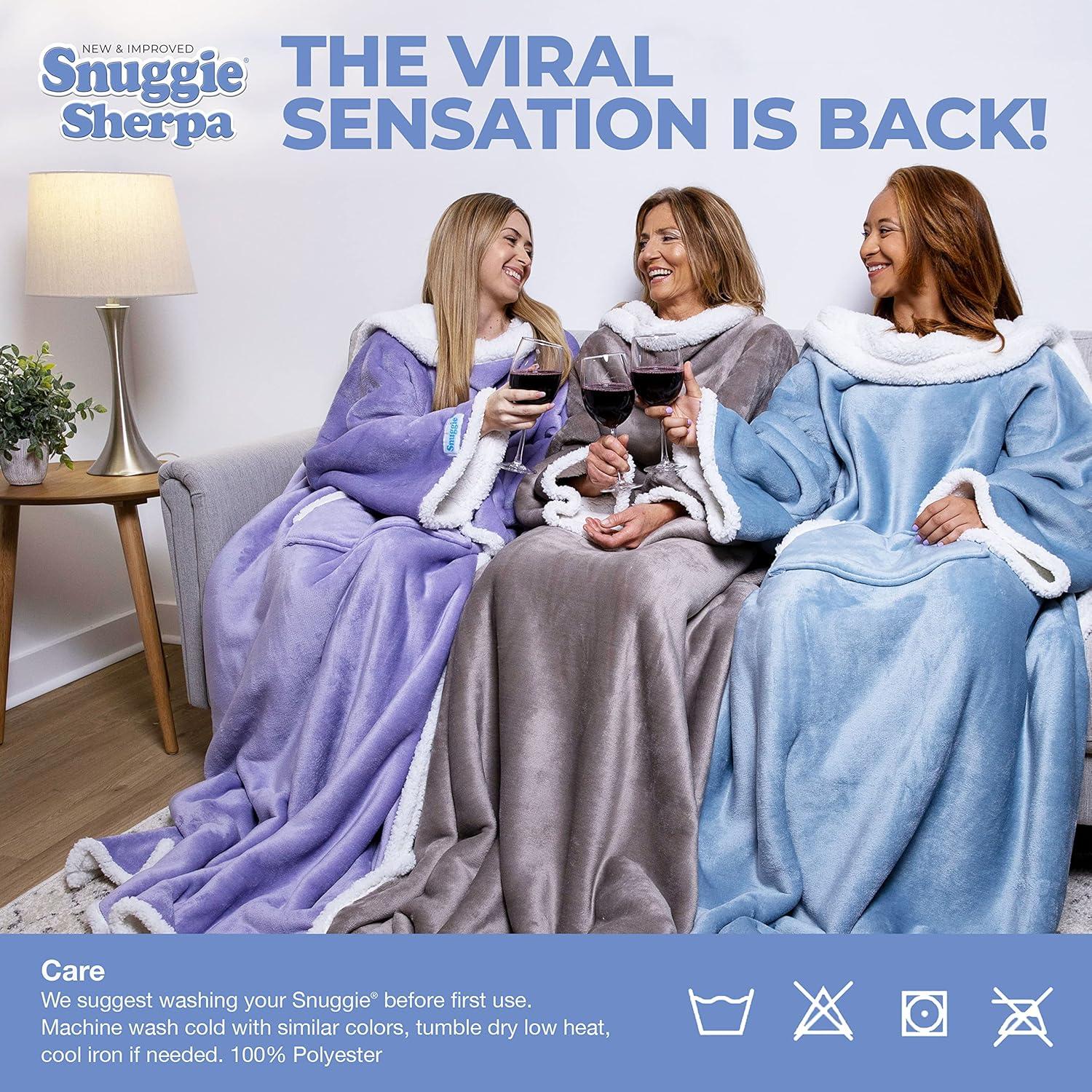 Snuggie Sherpa the Original Wearable Blanket with Sleeves, Adult Size, Charcoal