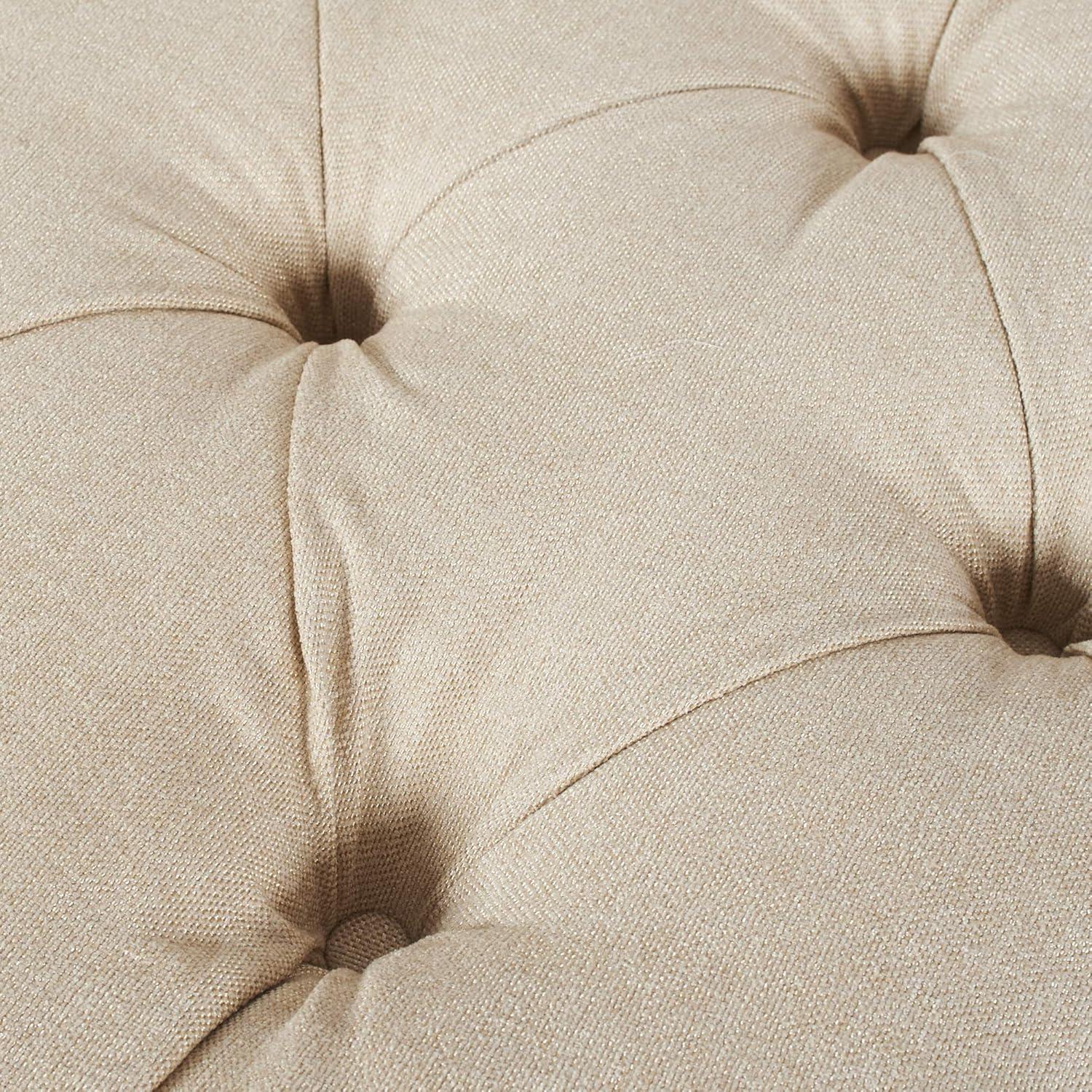 Harrison Tufted Roll Arm Chaise Lounge, Beige