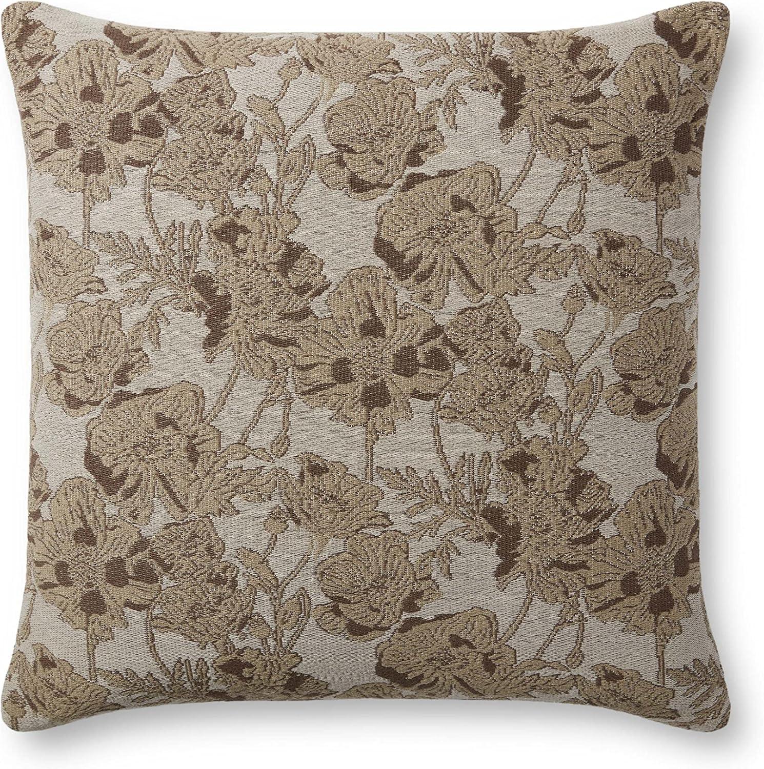 Matilda Beige and Mocha Floral 18'' Round Pillow