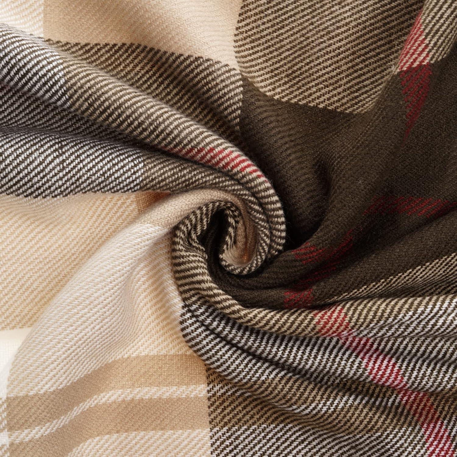 Battilo Classic Plaid Throw Blanket for Couch,Black&Beige,Buffalo Check Pattern Blanket for Picnic,50"x60"