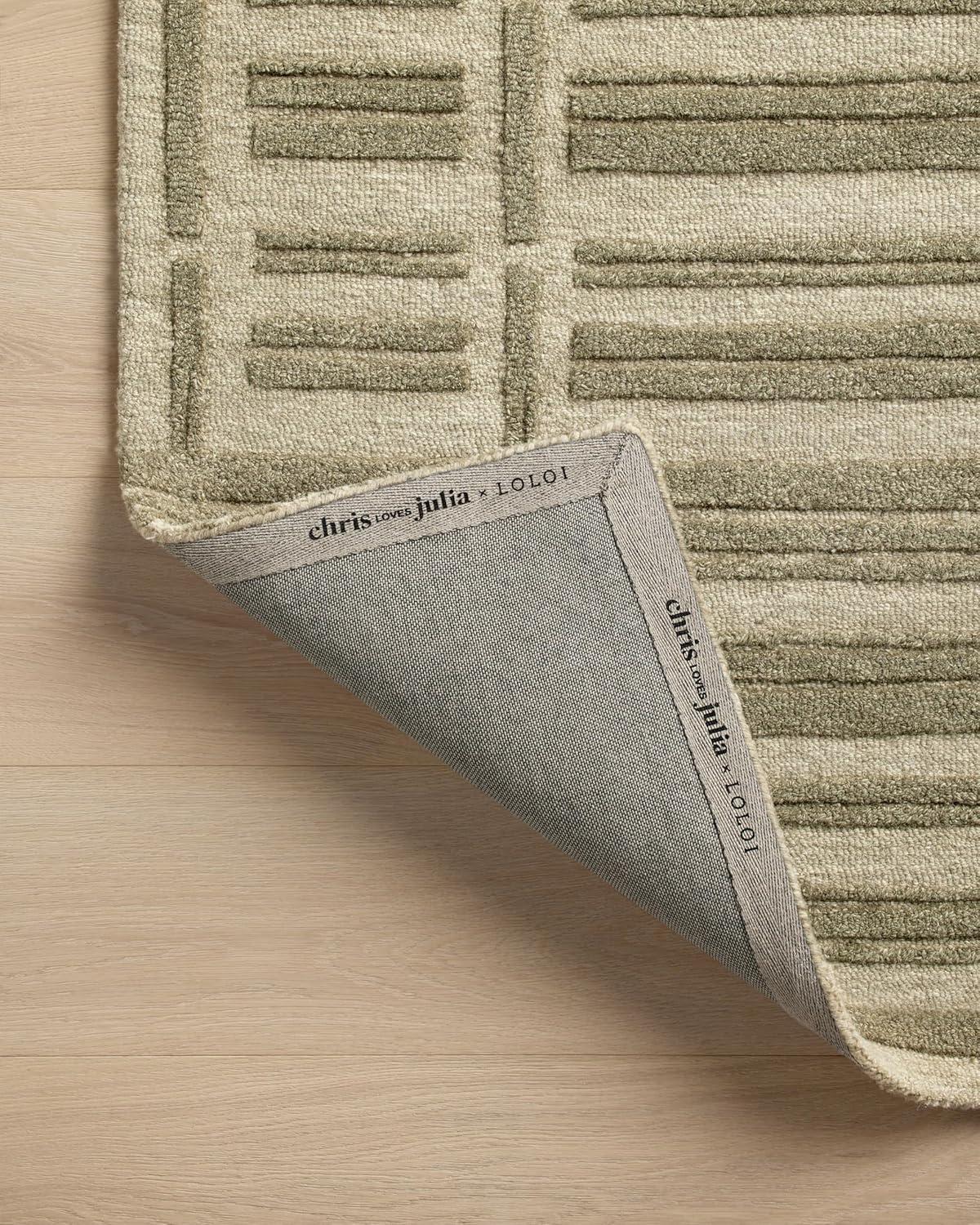 Sage and Olive Hand-Tufted Wool Striped Runner Rug