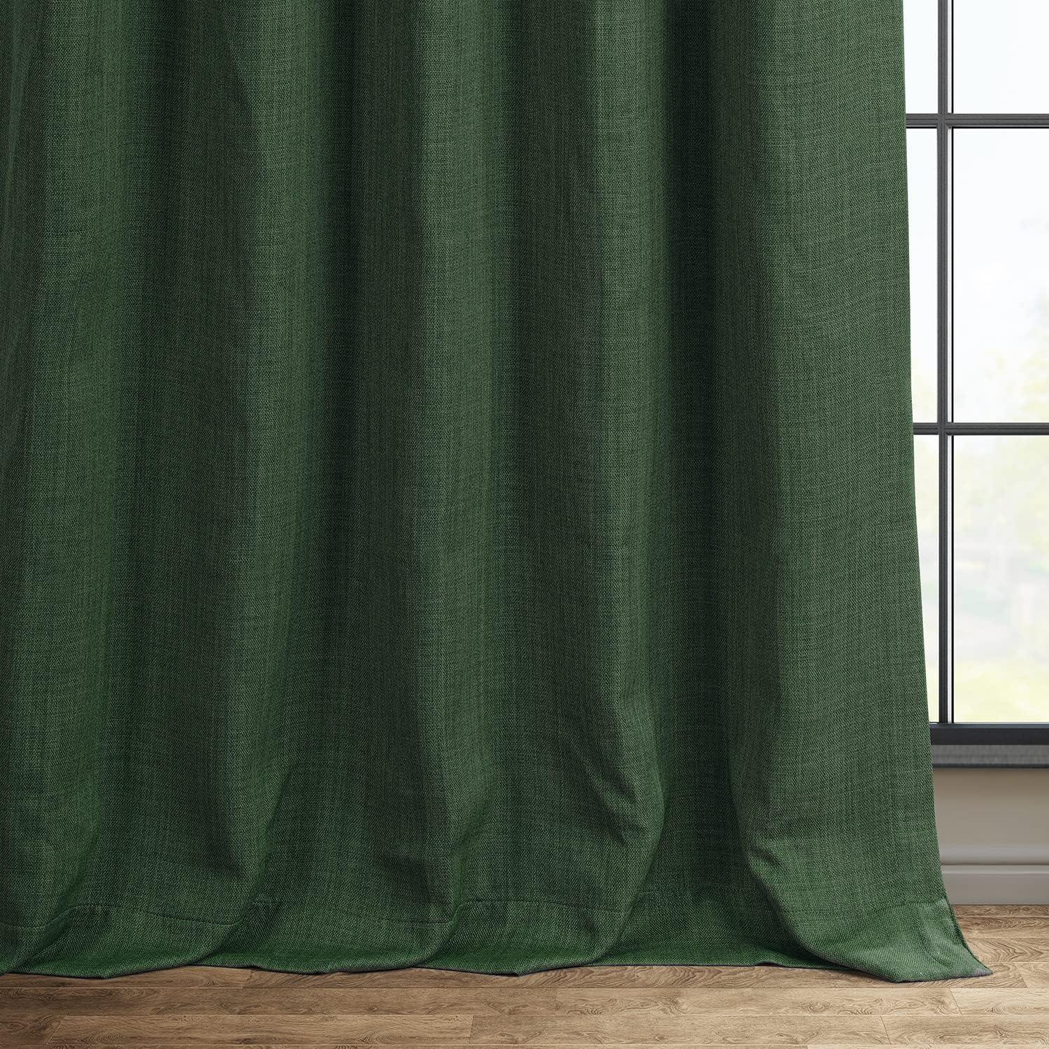 HPD Half Price Drapes Key Green Faux Linen Room Darkening Curtains for Bedroom & Living Room Curtains (1 Panel), Door & Window Curtains 84 inches long, Rod Pocket Curtains & Drapes, 50W X 84L