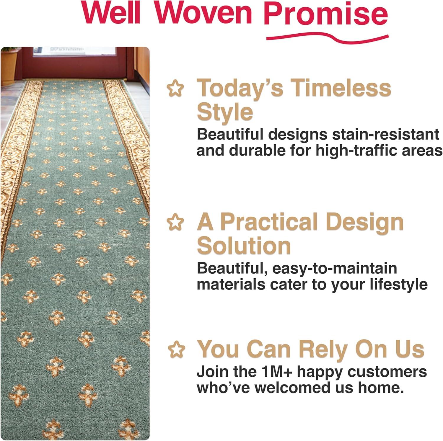 Well Woven Barclay Collection Fleur de Lis Light Blue 7'10" x 9'10" Area Rug - for Living Room, Bedroom, and Dining Room