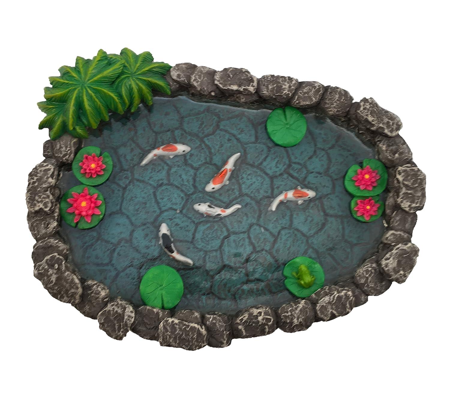 KOI Miniature Pond -  Koi Pond for a Fairy Garden.  A Miniature Pond for a Miniature Fairy Garden and Enchanted Garden Accessories by GlitZGlam