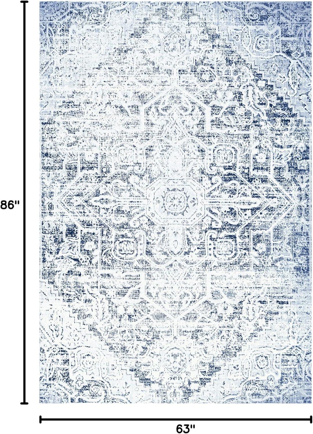 Nicole Miller Nicole Miller New York Patio Sofia Medallion Indoor/Outdoor Area Rug, Navy Blue/Aqua