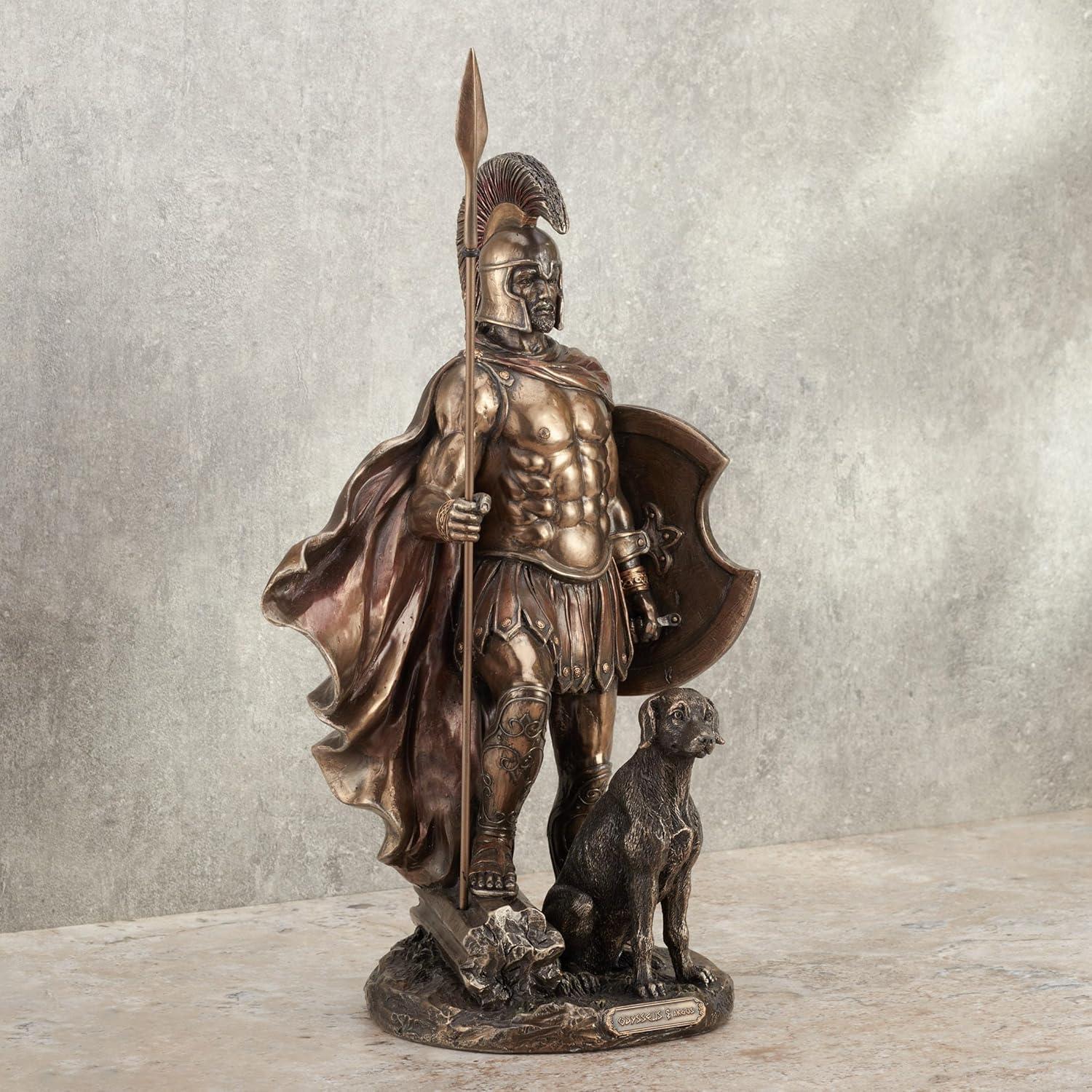 Antique Bronze Finish Odysseus and Argos Metal Statue