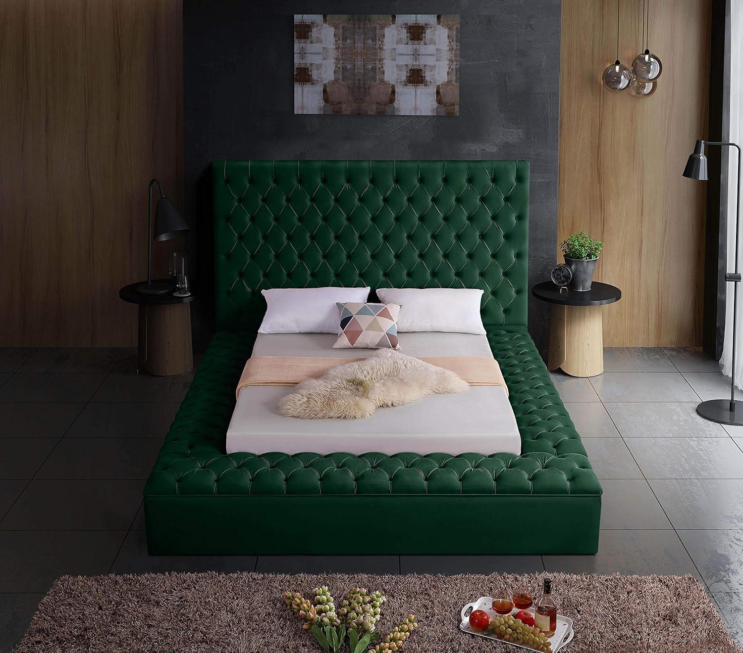 Meridian Furniture Bliss Modern Wood Storage Platform Bed, King, Green