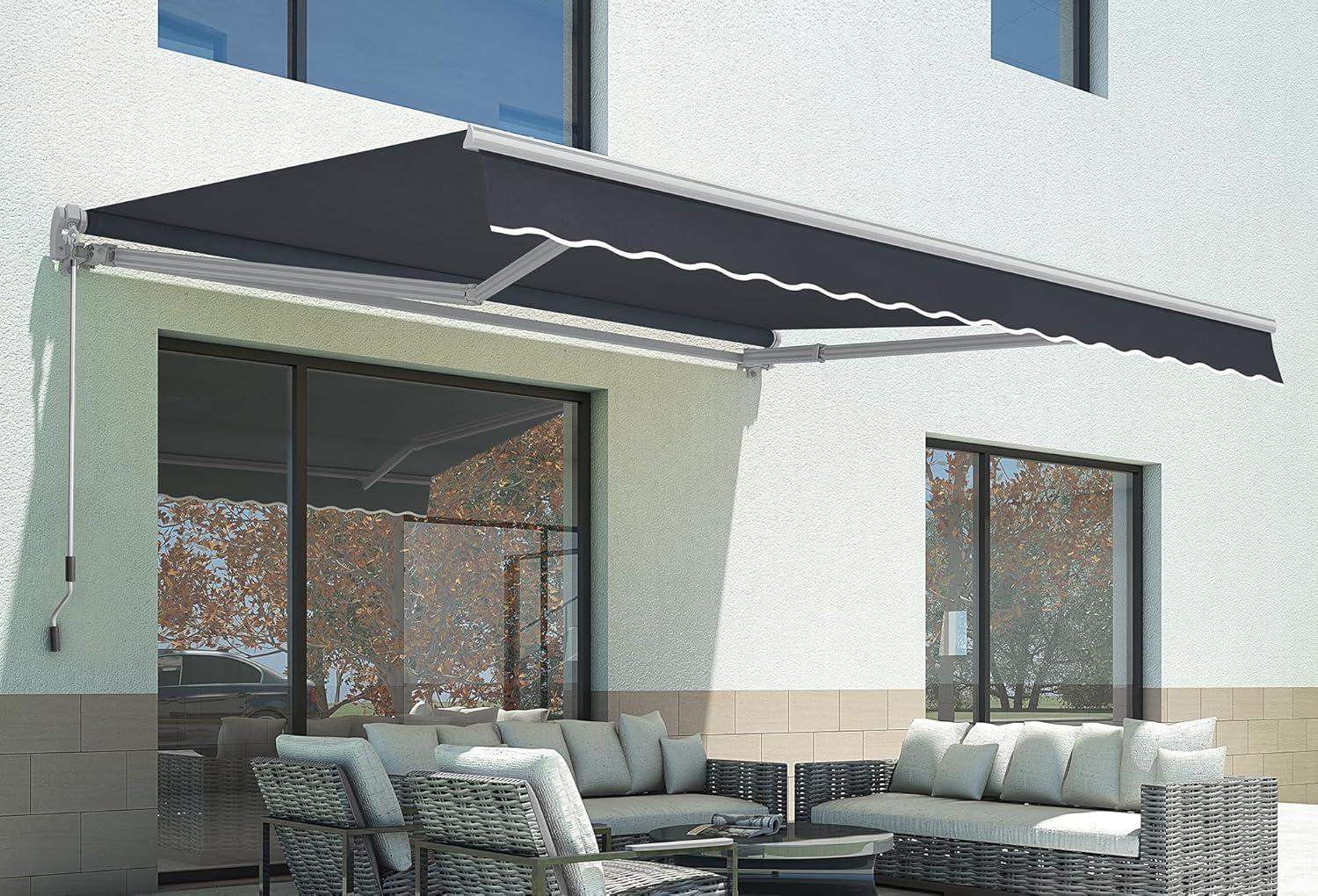 Macrout Patio Awning 10x8 Feet Sunshade Canopy for Manual Retractable Awnings, 4627 (Dark Grey)