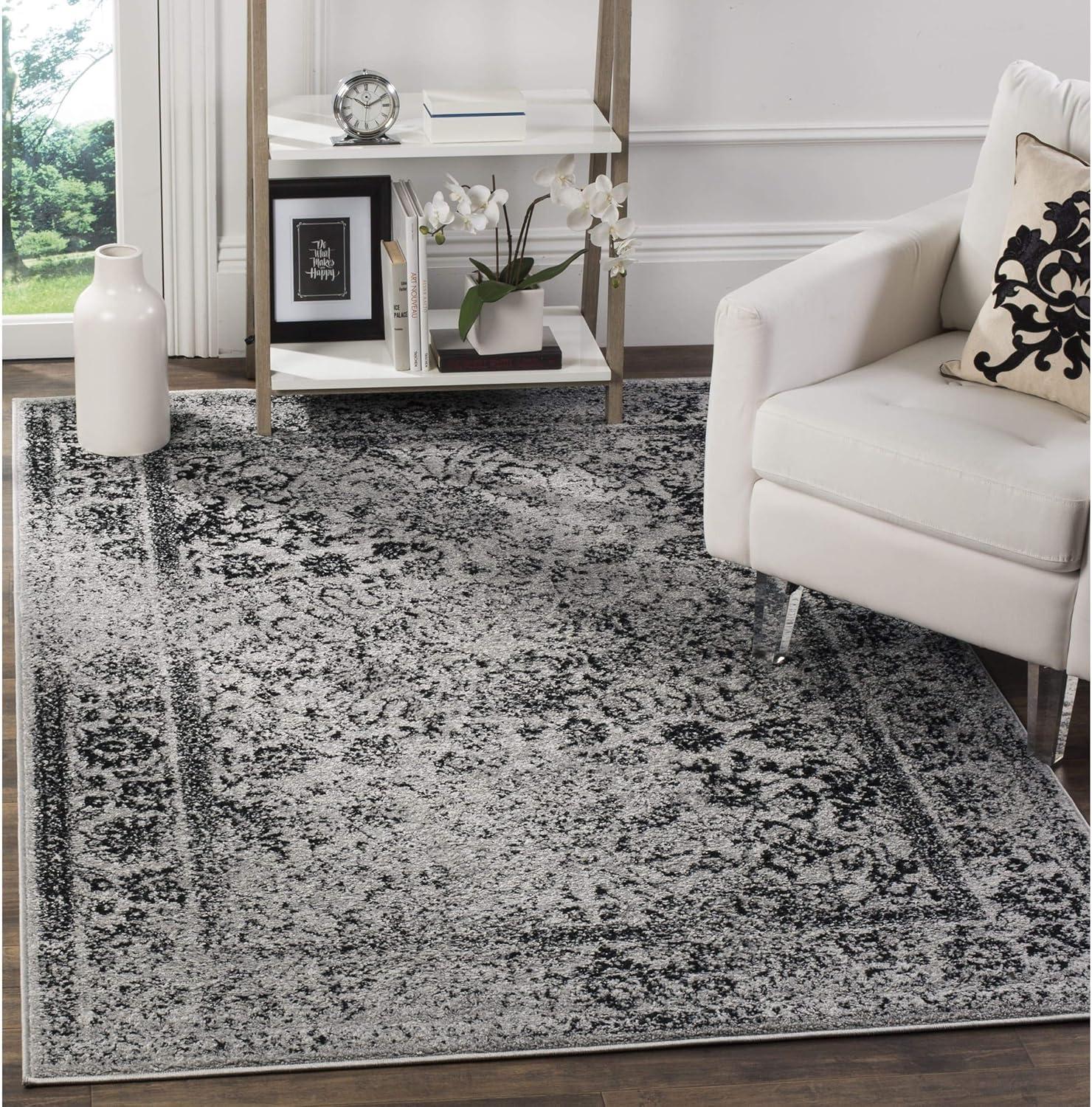 Elysian Grey & Black Oriental Synthetic Rug 10' x 14' - Easy Care