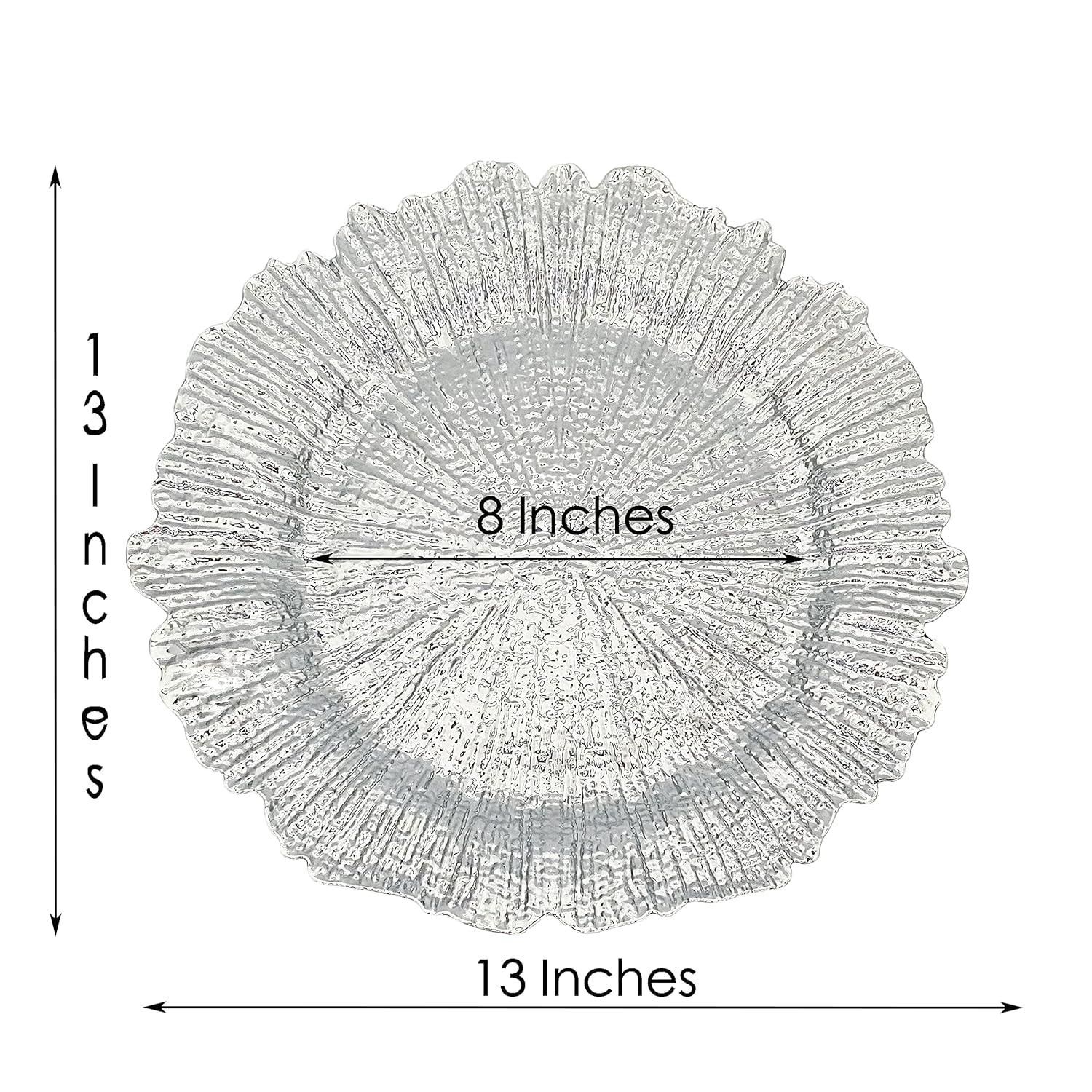 13 Inch Light Blue Charger Plates, Round Plastic Reef Plate Chargers for Dinner Plates, Wedding, Party Elegant Decoration Place Mats (24, Light Blue)