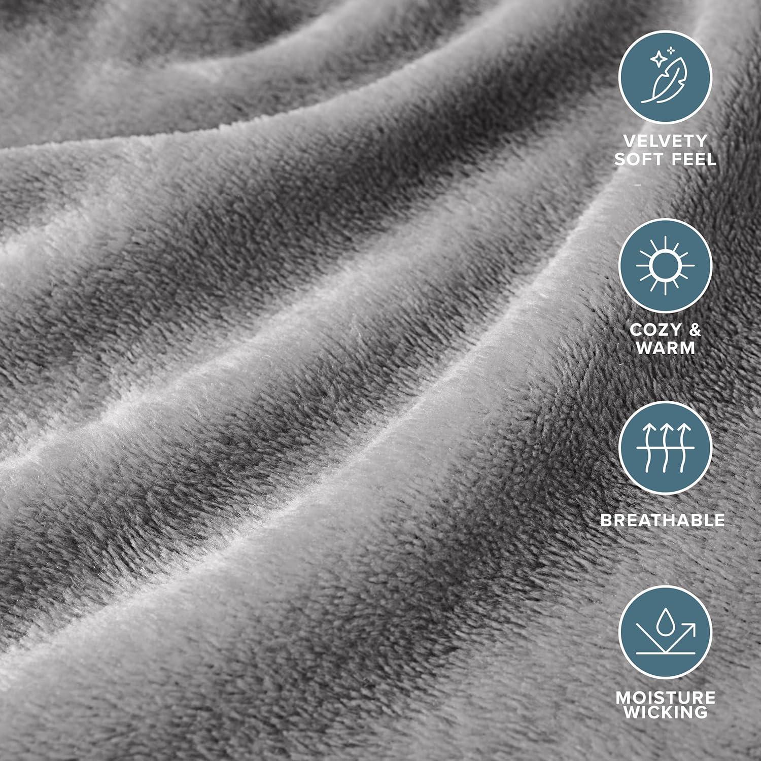 Velvety Soft Microplush Fleece Light Grey Twin XL Sheet Set by Bare Home