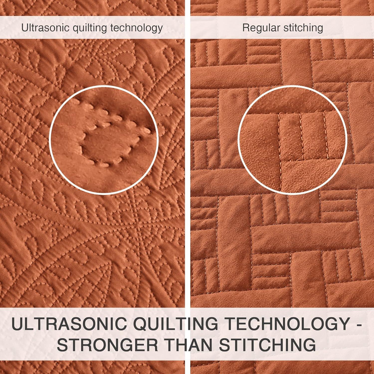 Queen Bed  Bedspreads 3 Piece Coin Pattern Umber - 3 Piece - Full - Queen