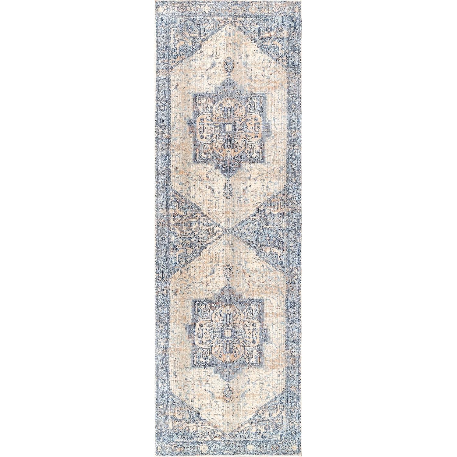 Nuloom Harriet Oriental/Persian 2x12 Runner Indoor Area Rug for Living Room Bedroom Dining Room Entryway Hallway Kitchen, Light Blue/Multicolor
