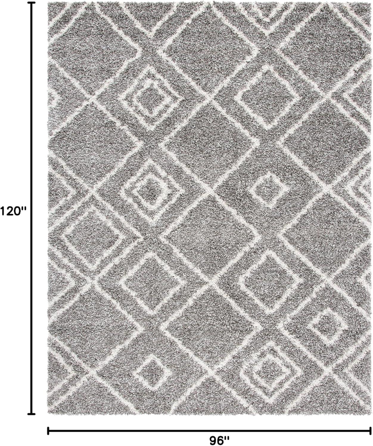 Safavieh Arizona Nettie Shag 8 x 10 (ft) Loomed Polypropylene Brown/Ivory Rectangular Indoor Geometric Mid-Century Modern Area rug