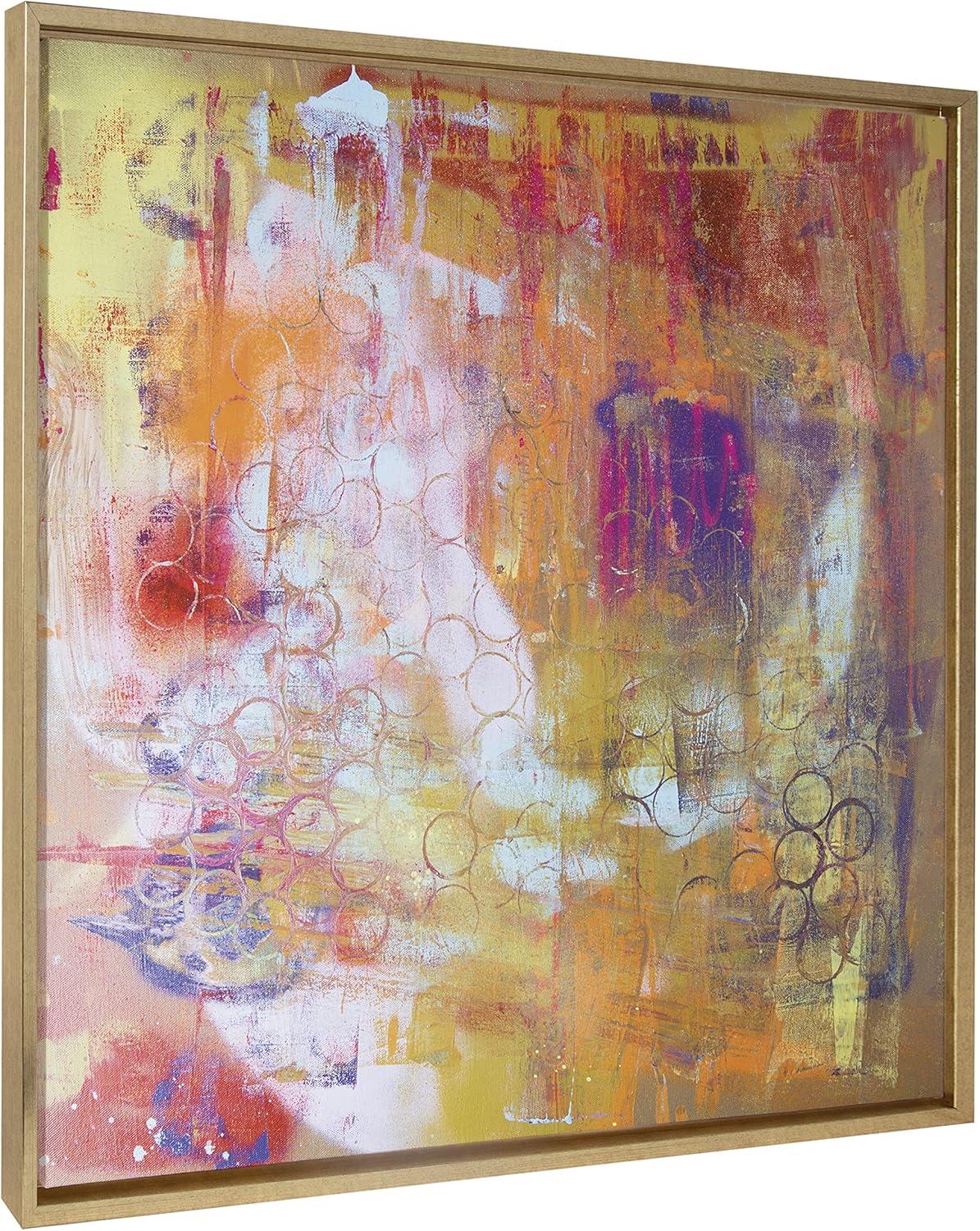 Kate and Laurel Sylvie Changes Framed Canvas by Grant Mahr, 30x30, Bright Gold