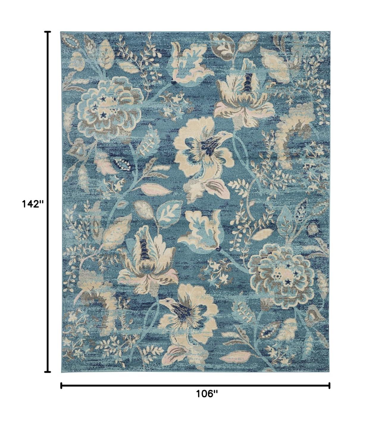 Nourison Tranquil 5'3" X 7'3" (5' x 7') Turquoise Area Rug French Country Eclectic Floral by Nourison