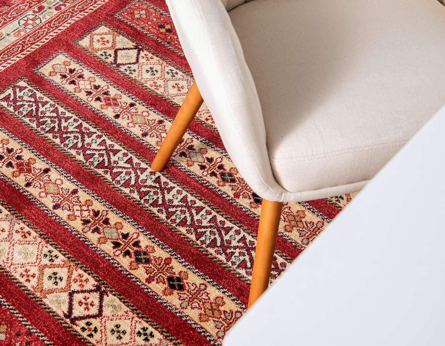 Unique Loom Fars Collection Area Rug - Pasadena (4' 1" x 6' 1" Rectangle Rust Red/Black)