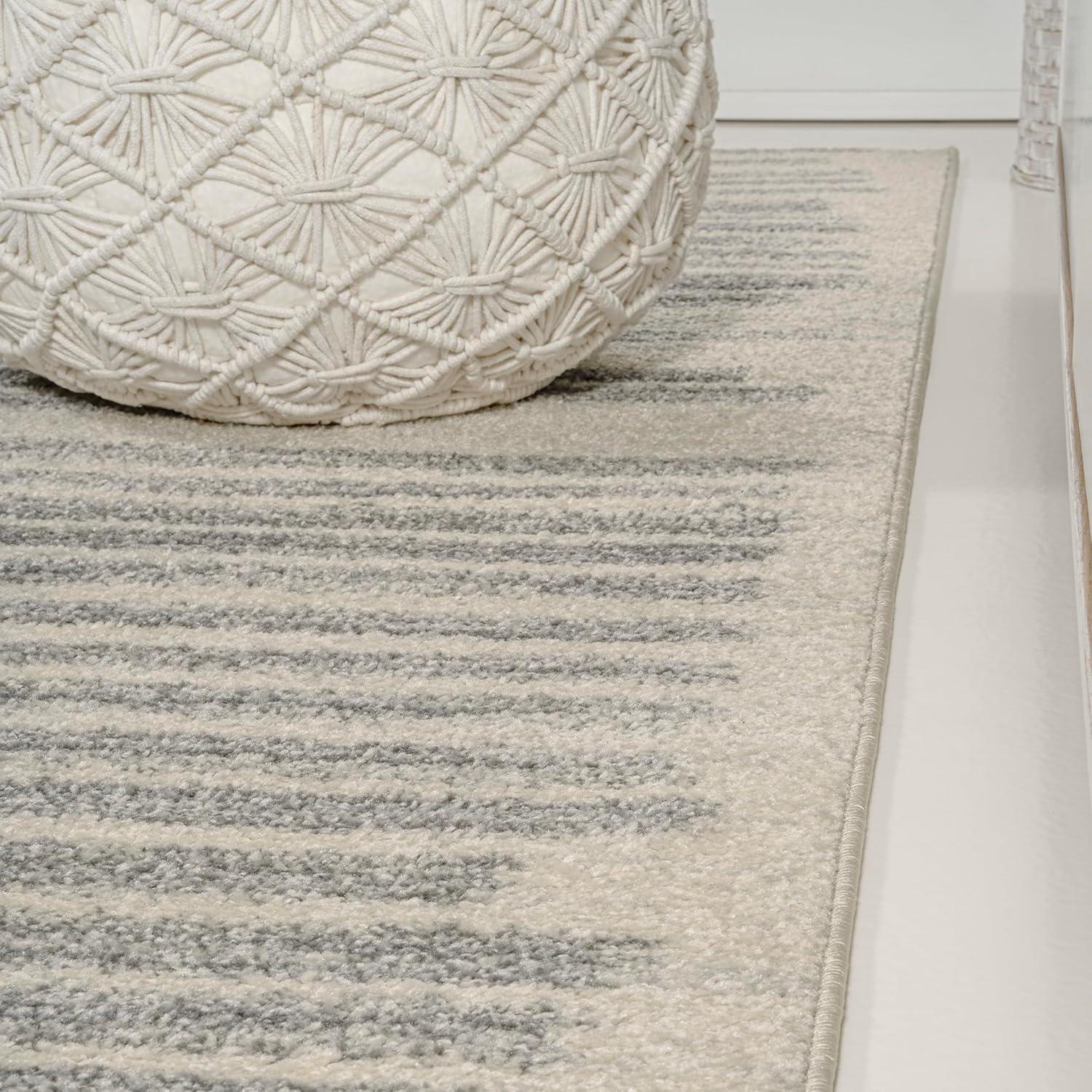 JONATHAN Y Khalil Modern Berber Stripe Cream/Gray 4 ft. x 6 ft. Area Rug