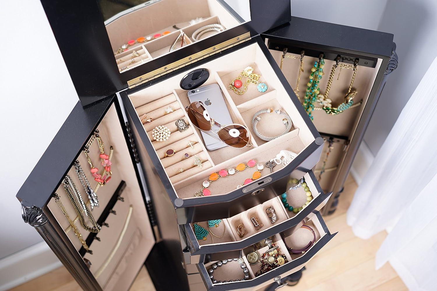Hives and Honey Florence 8 Drawer Standing Jewelry Armoire - Rich Black