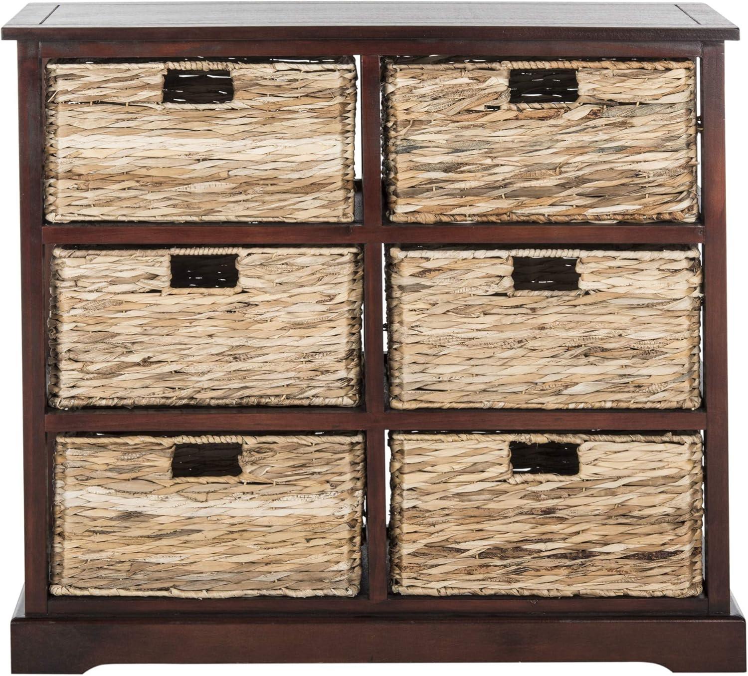 Keenan 6 Wicker Basket Storage Chest - Cherry - Safavieh.