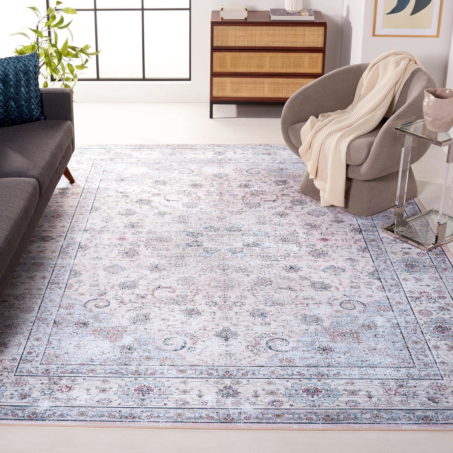 Tucson TSN165 Power Loomed Machine Washable Area Rug - Beige/Green - 8'9"x11'9" - Safavieh.