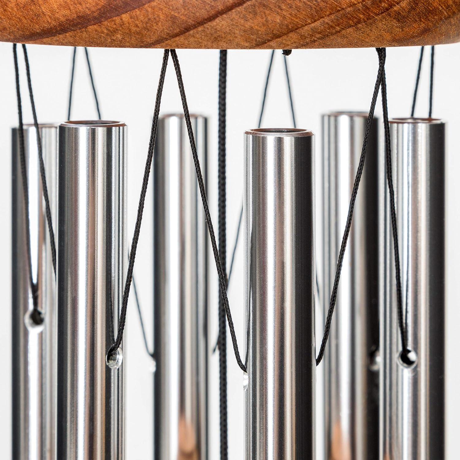 Festival 18" Silver Redwood Wind Chime with Anodized Aluminum Tubes