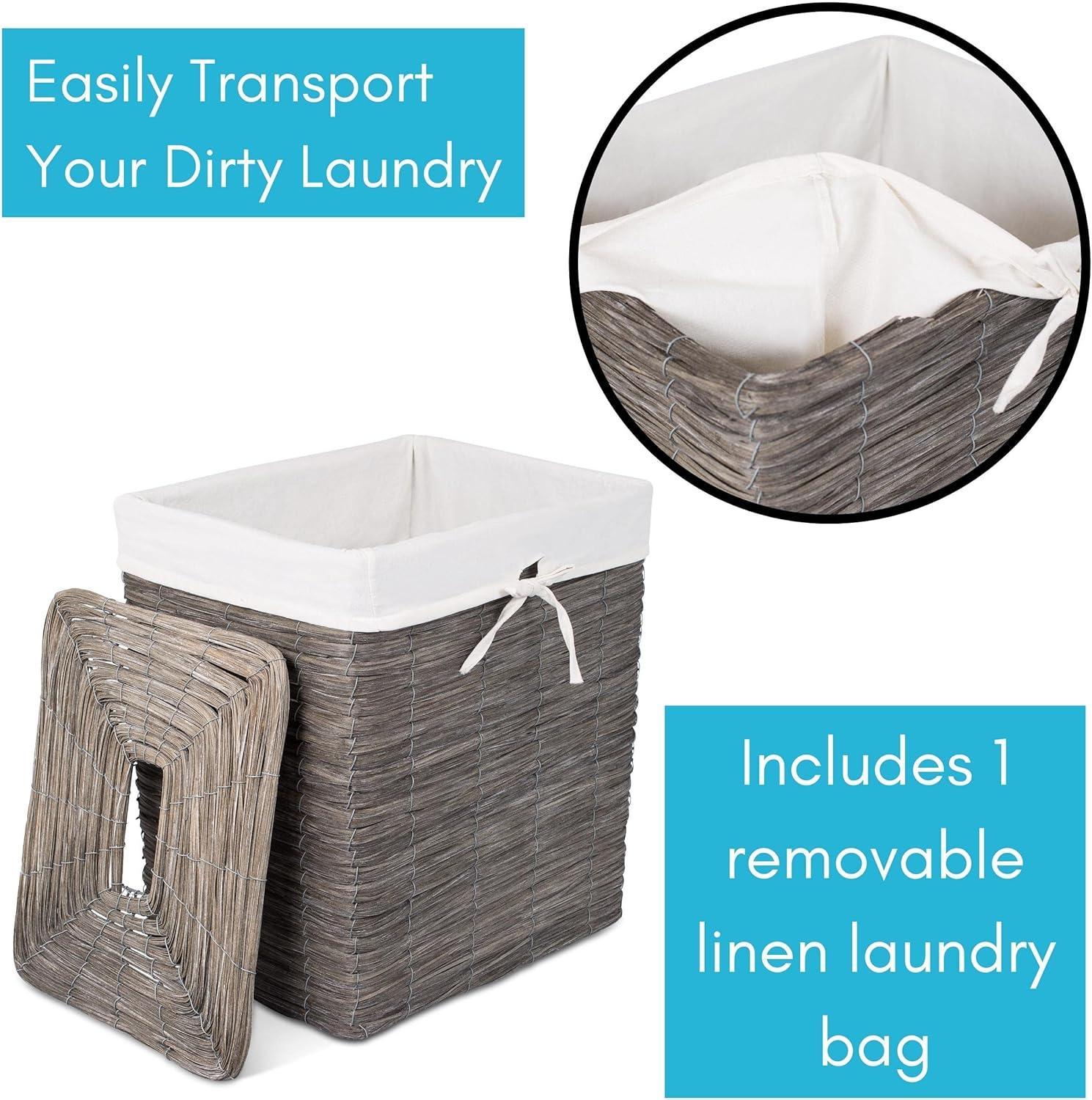 BirdRock Home Wicker Laundry Hamper with Handles
