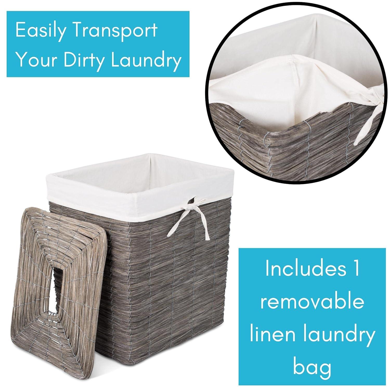 BirdRock Home Wicker Laundry Hamper with Handles