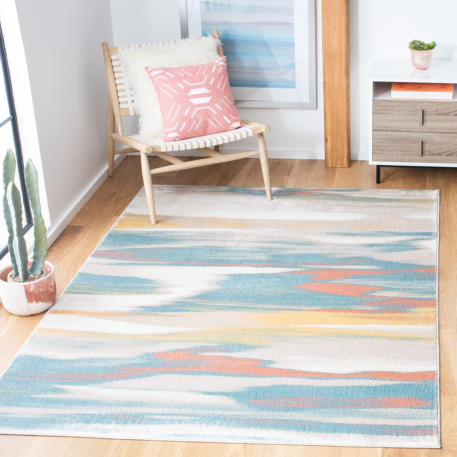 SAFAVIEH Skyler Ilija Wavy Marble Area Rug, Beige/Terracotta, 4'5" x 6'5"