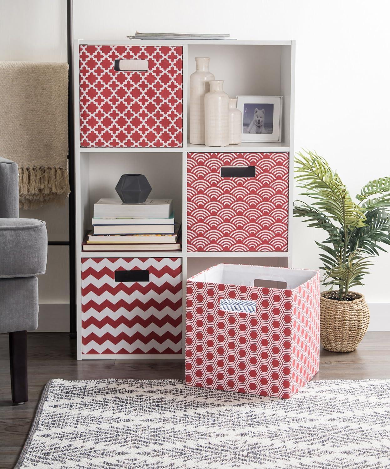 Rust Red Cube Storage Bin with Lattice Design 13"