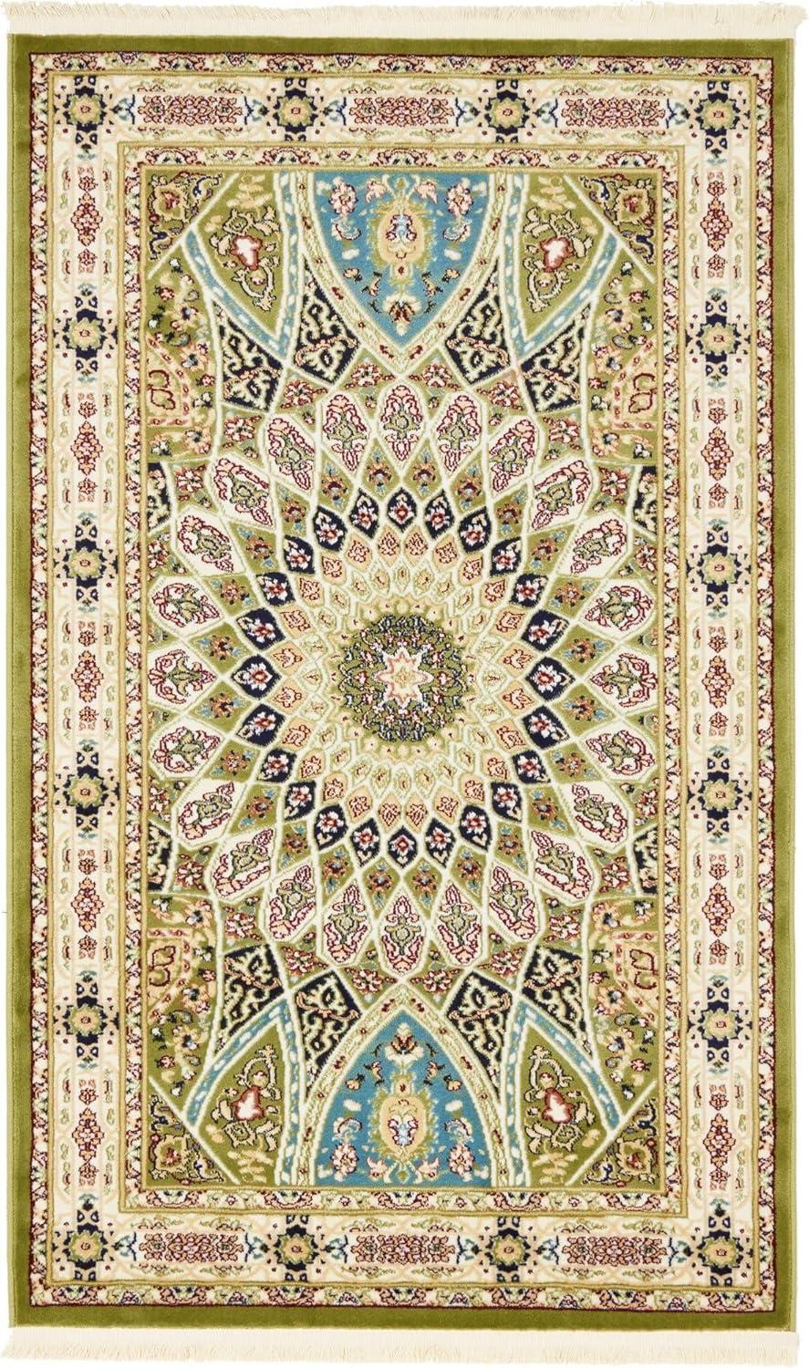 Unique Loom Narenj Collection Area Rug - Adams (3' 1" x 5' 1" Rectangle Green/Beige)