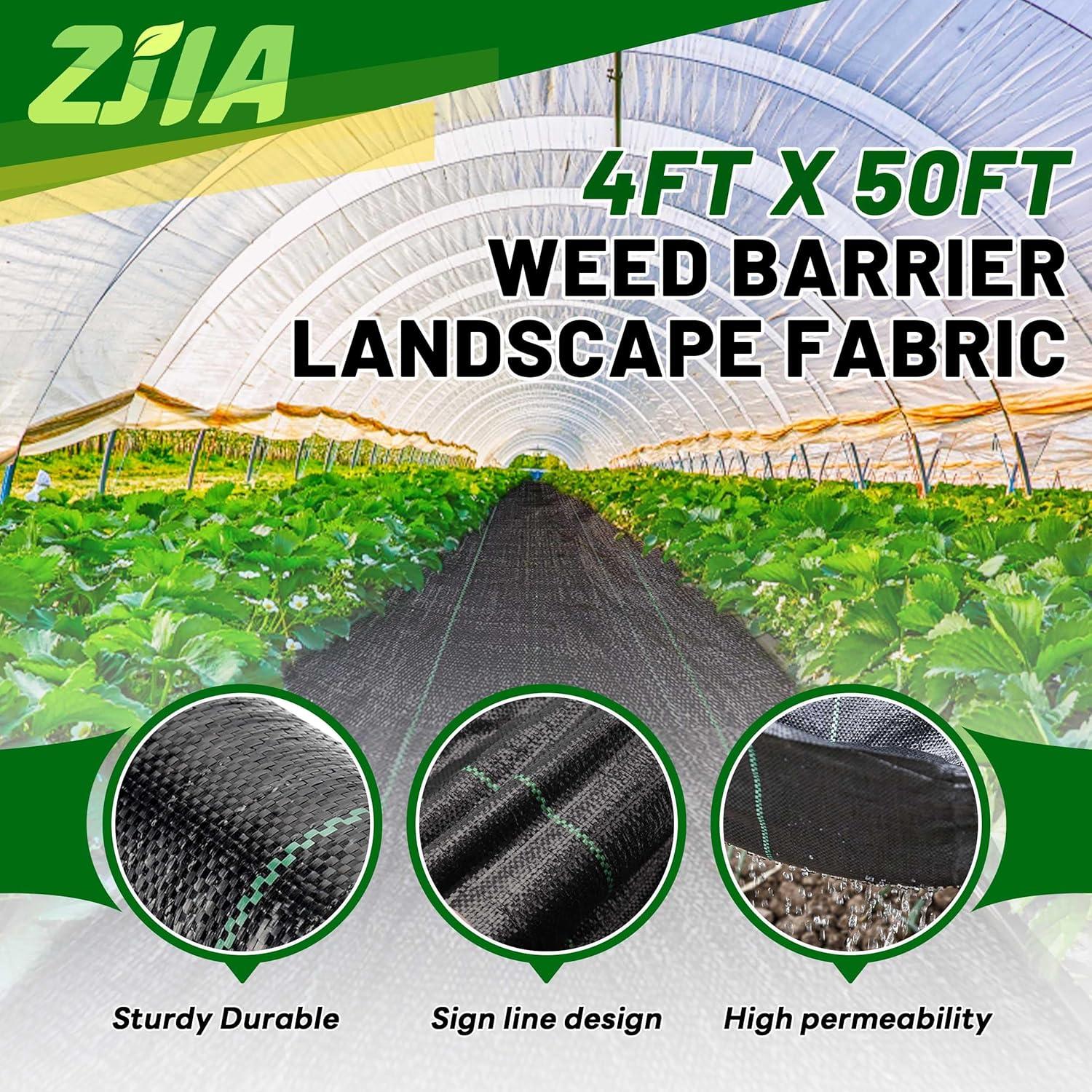 4FT x 50FT Weed Barrier Landscape Fabric Premium Heavy Duty with High Water Permeability and Breathability Woven Geotextile Fabric for Underlayment
