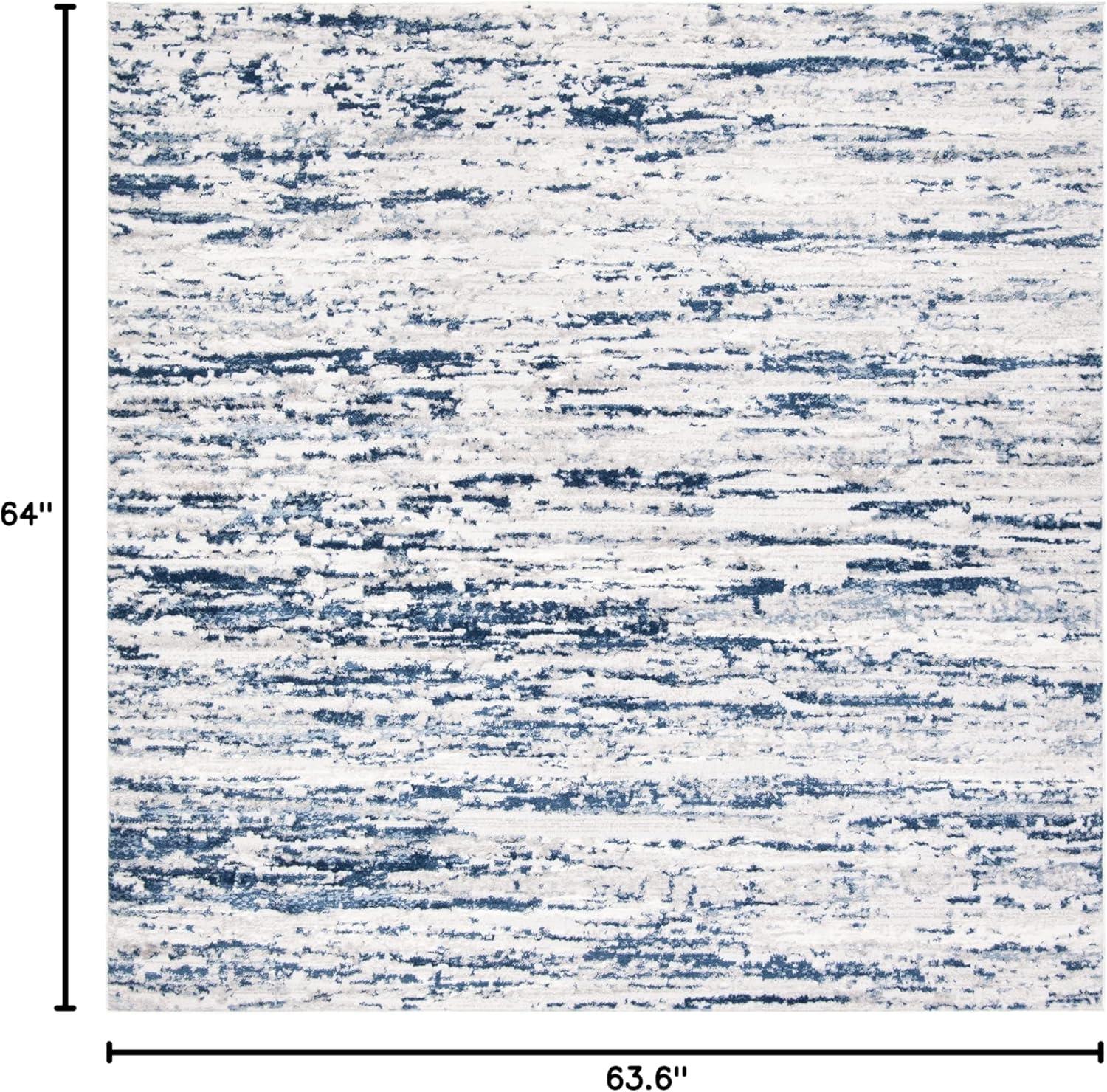 Amelia ALA768 Power Loomed Area Rug - Grey/Navy - 5'3"x5'3" - Safavieh.