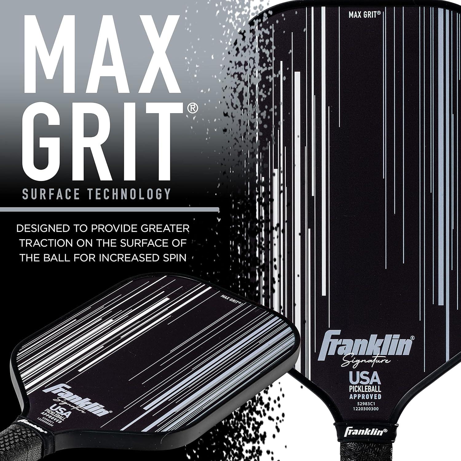 Franklin Sports Pro Pickleball Paddles - Signature Series Pro Pickleball Paddle with MaxGrit Surface - USA Pickleball (USAPA) Approved Tournament Pickleball Paddle - 13mm Polypropylene Core - Black