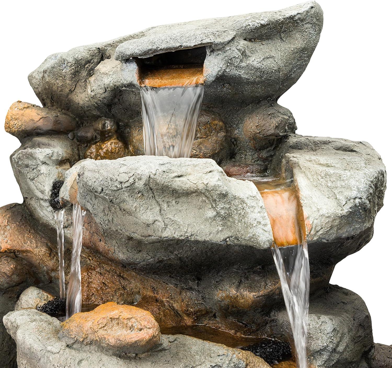 Alpine Corporation 8-Tier Rock Water Fall Fountain, 50 Inch Tall