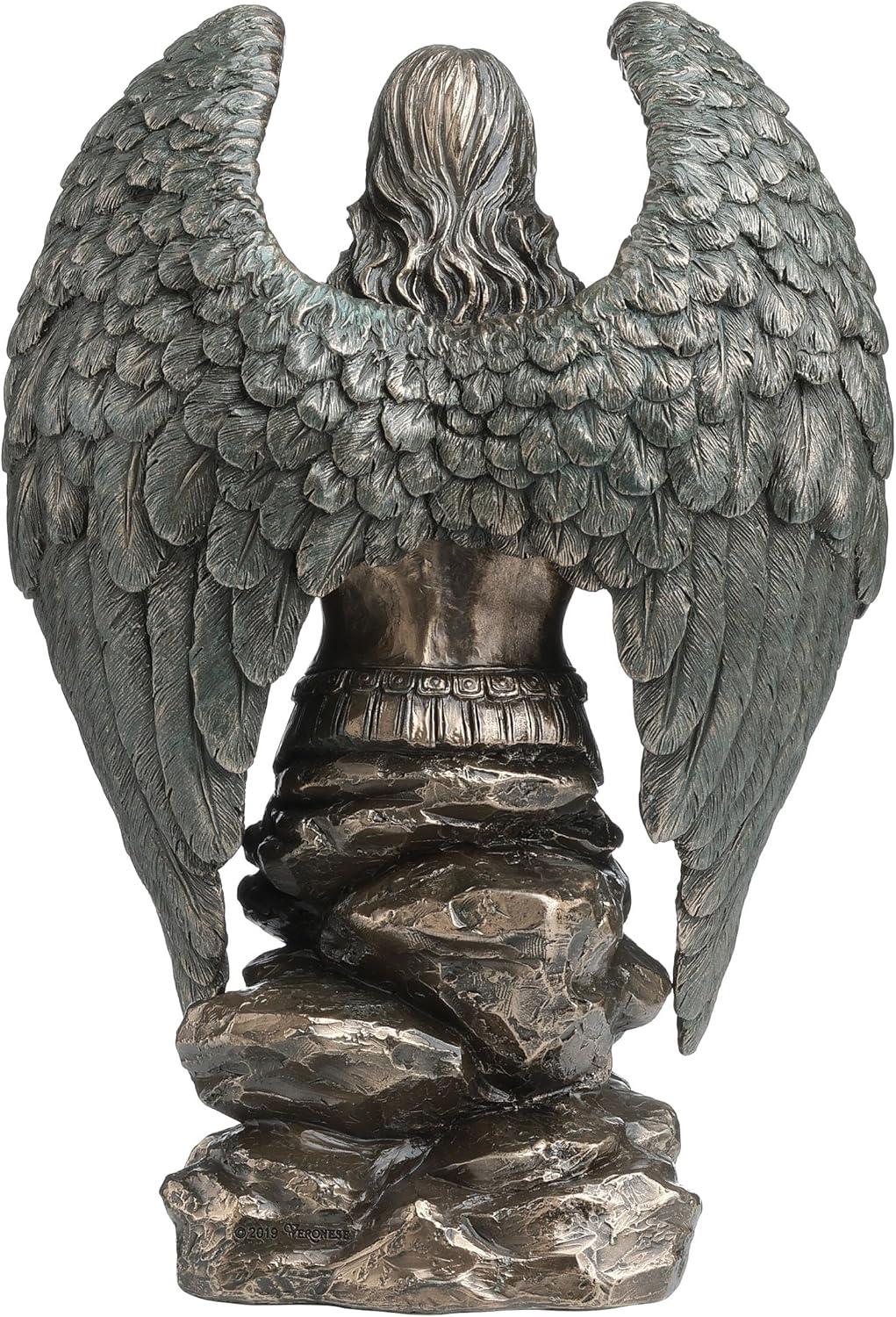 Veronese Design 9.1 Inch Saint Michael Prayer Archangel Monument Antique Bronze Finish Angel Statue