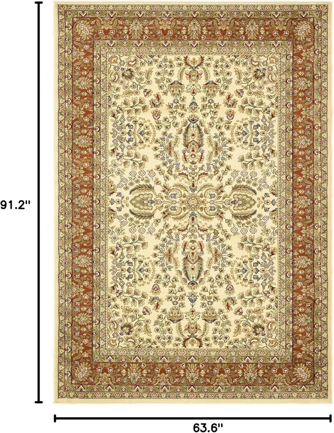 Lyndhurst LNH214 Power Loomed Area Rug - Ivory/Rust - 5'3"x7'6" - Safavieh.